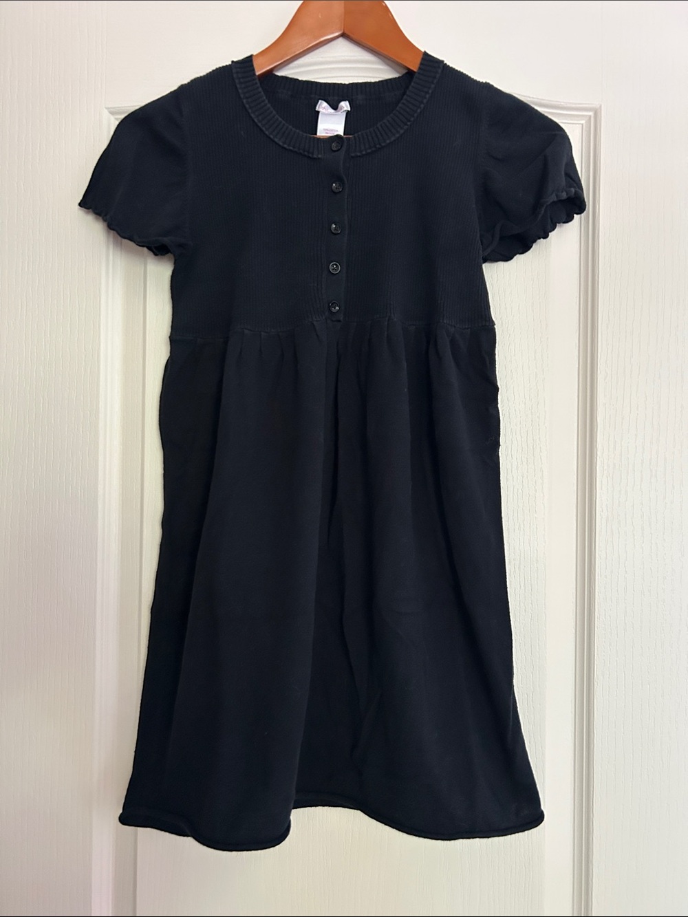 Xhilaration Black Short-Sleeve Button-Front Knit Baby Doll Sweater